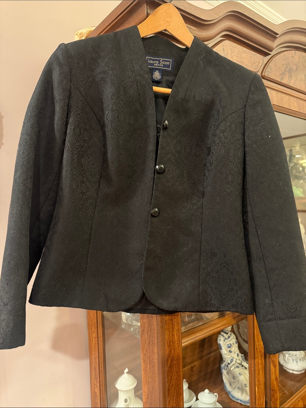 Laura Scott Women's Black Textured Button Jacket